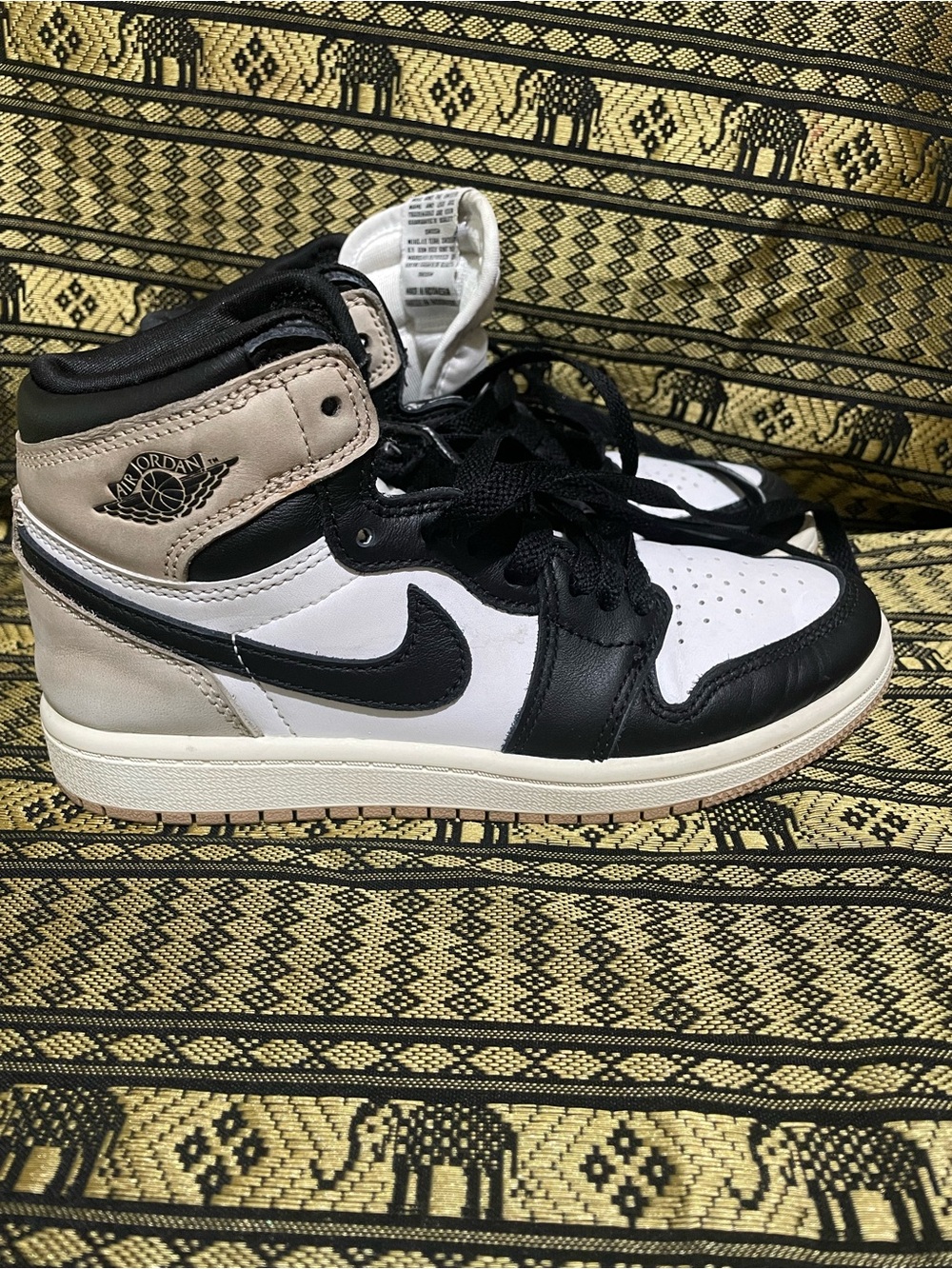 Nike Air Jordan 1 Mid White Black Taupe Kids Sneakers size 1Y